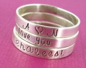 Personalized Skinny Stacking Ring in Sterling Silver - Custom Personalized Ring