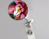 ID/BADGE retractable reel holder pendant orchid flower pink yellow white blue