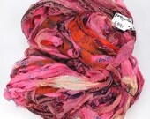 Recycled Multi color Chiffon silk sari ribbon HUGE skein NEW