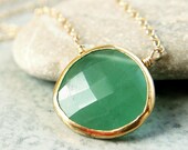 Green Chrysoprase Necklace -   Gold Filled   -   Birthstone Necklace -     Handmade Jewelry  - Chrysoprase  Jewelry
