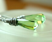 Green Quartz  Earrings -  Oxidized  - Sterling Silver  - Wire Jewelry    - Handmade Jewelry -  Gemstone  Earrings  -  Quartz Jewelry