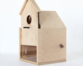 Modern Birdhouse made from maple ply with sliding front door
