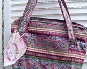Rosemary's Handbag Purse  Handmade Paisley Purple Green  Zipper  Double Strap OOAK