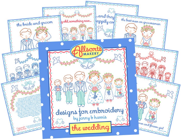 Wedding Party Embroidery Patterns - Instant Download