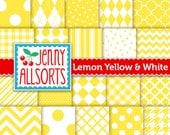 Lemon Yellow Digital Papers - 20 graphic patterns - Instant download
