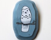 Snow Owl  - Original Wall Art Acrylic Painting on Wood by Karen Watkins