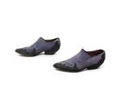 size 7 GUESS two tone blue leather 80s SOUTHWEST cut out ankle boots by georges marciano