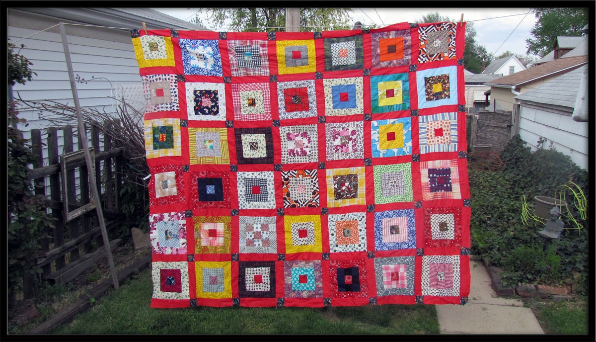 Vintage Antique Handmade patchwork muticolor Quilt topper