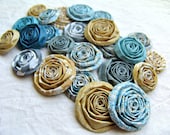 Handmade paper flowers SET of 24 roses amber gold blue blooms