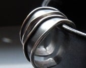 Sterling Silver Hoop Earrings - Wave - Black Silver Hoops - Oxidised Jewellery