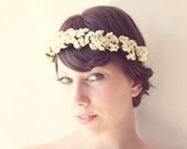 Dried flower crown, Bridal headpiece, Wedding hair crown, Woodland boho headband - STATICE