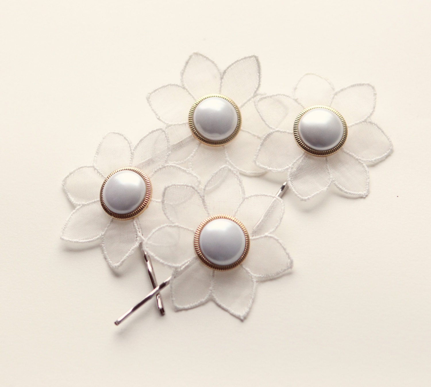 Bridal hair clip set, Wedding hair accessories, Lace flower pins, Bridal bobby pins - ETHEREAL LACE