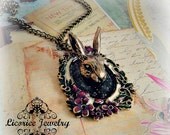 33% OFF  Sale Fairytale Rabbit Faux Taxidermy  Antiqued Cameo Necklace bunny shabby chic alice in wonderland kawaii pinup kitsch