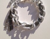 Multi Chain Bracelet, Black and Silver Statement Jewelry