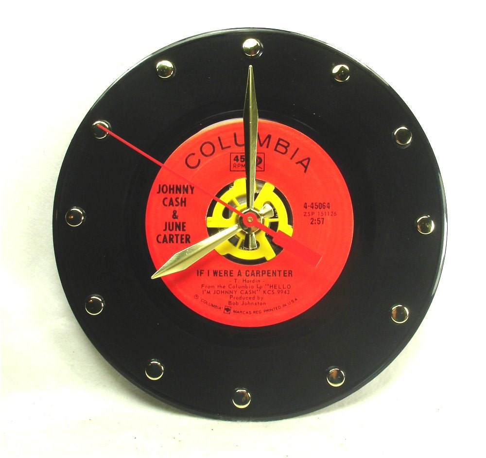 JOHNNY CASH Record Clock 45rpm -  If I Were A Carpenter - with June Carter Cash