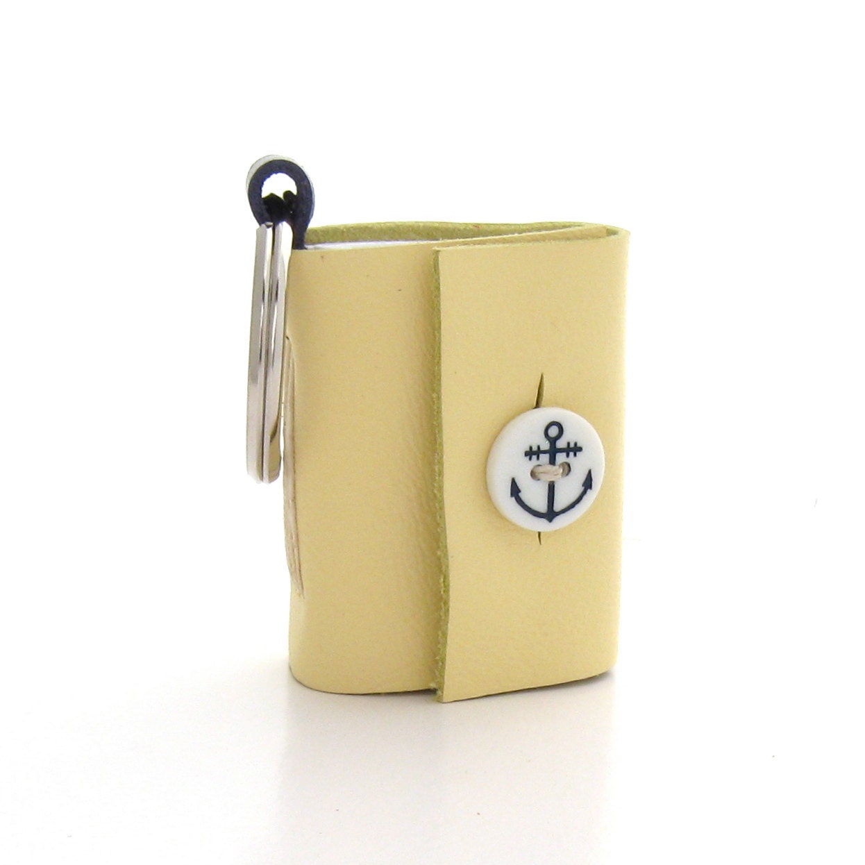 Summer Nautical Leather Keychain, A Yellow Leather Key Ring Journal