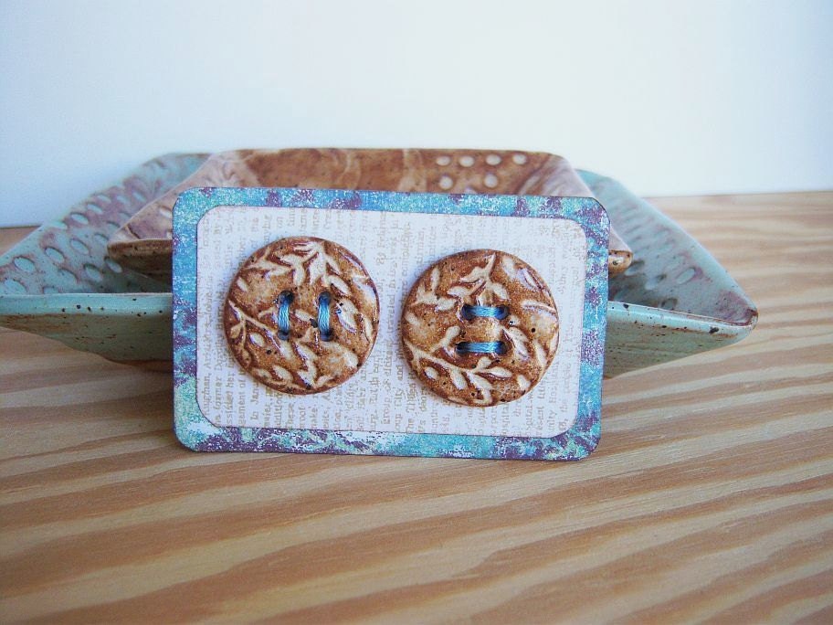 Large Round Textured Buttons in Speckled Tan - Set of 2