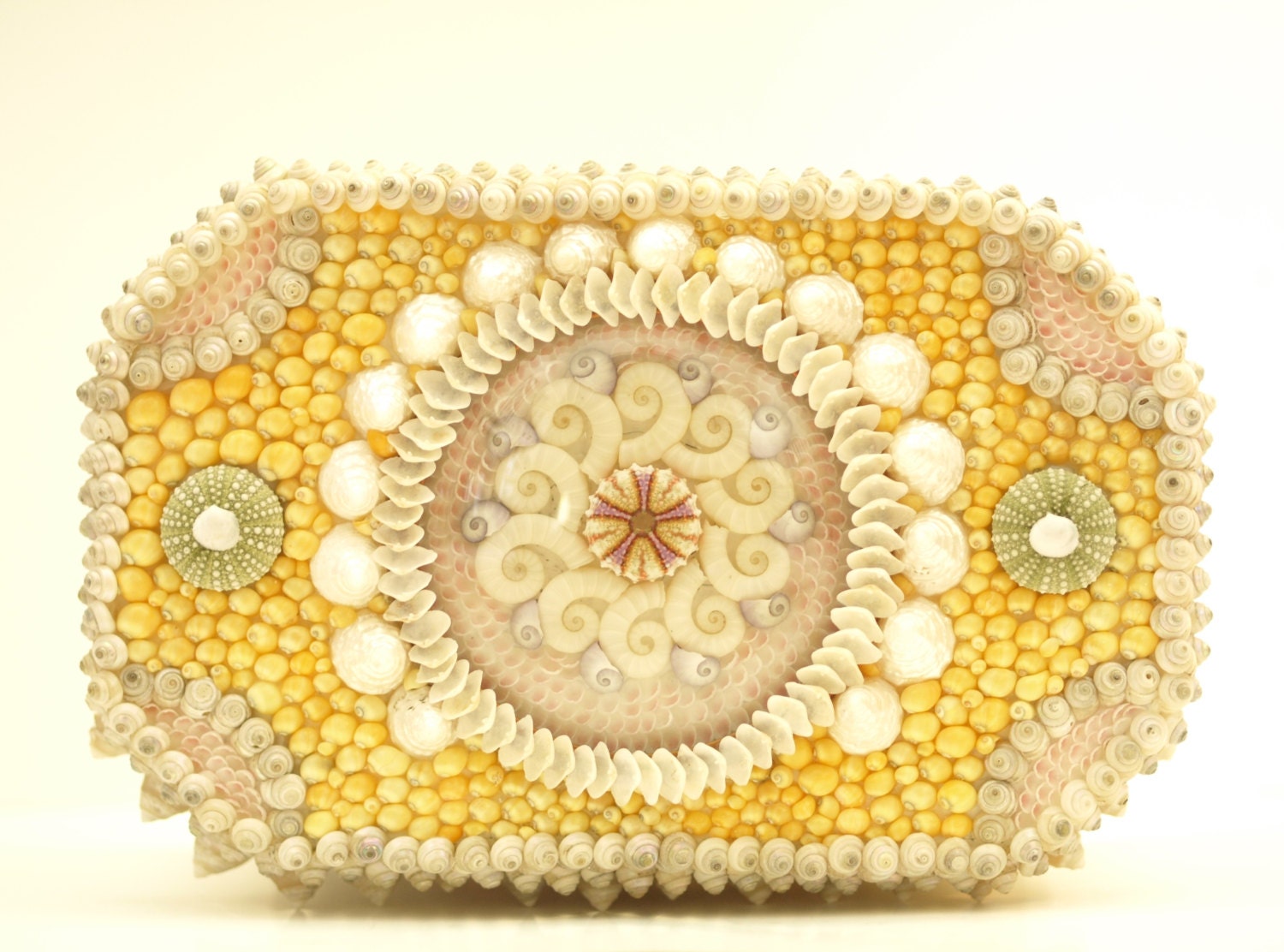 Shell Box  Vintage Shells Sailors Valentine Style Shell Box Sea  Vintage Ocean Decor Handmade Shell Box  Marine Seashell Box Beach Decor