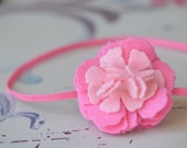 Pink Puff - Felt Flower Headband - for Newborn Baby Infant Toddler Child