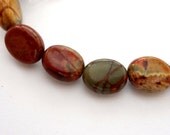 8 x 10mm Natural Multi Color Smooth Oval Picasso Jasper Semi Precious Gemstone Beads 10 Pcs