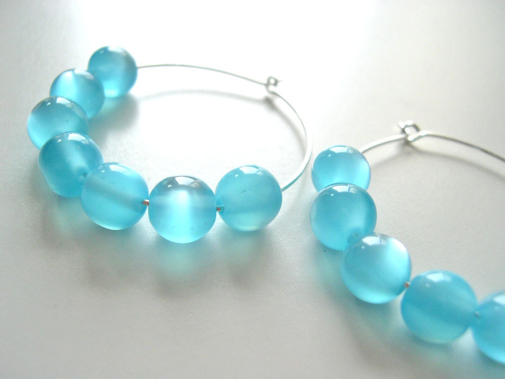 Moonglow aqua blue  hoop earrings kawaii sweet lolita fairy kei