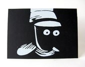 Black Monkey Screenprint Silkscreen 5x7 hand-pulled print Funny Weird