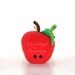Small Stuffed Red Apple with Green Happy Worm - READY TO SHIP