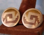 Vintage Mexican Silver Mixed Metal Earrings Mexico