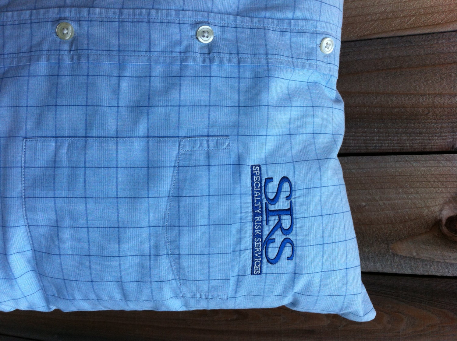 Dress Shirt Pillow - light blue plaid