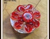 Dark Red Dahlia or Gerber Daisy Lampwork Glass Focal Bead 32mm