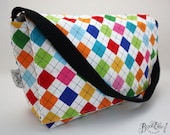 Insulated Reusable Lunch Tote v2.2 Rainbow Argyle Ready to Ship