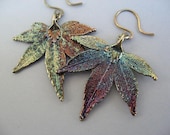 Real Leaf Earrings - Oxidized Sterling Silver - Japanese Maple