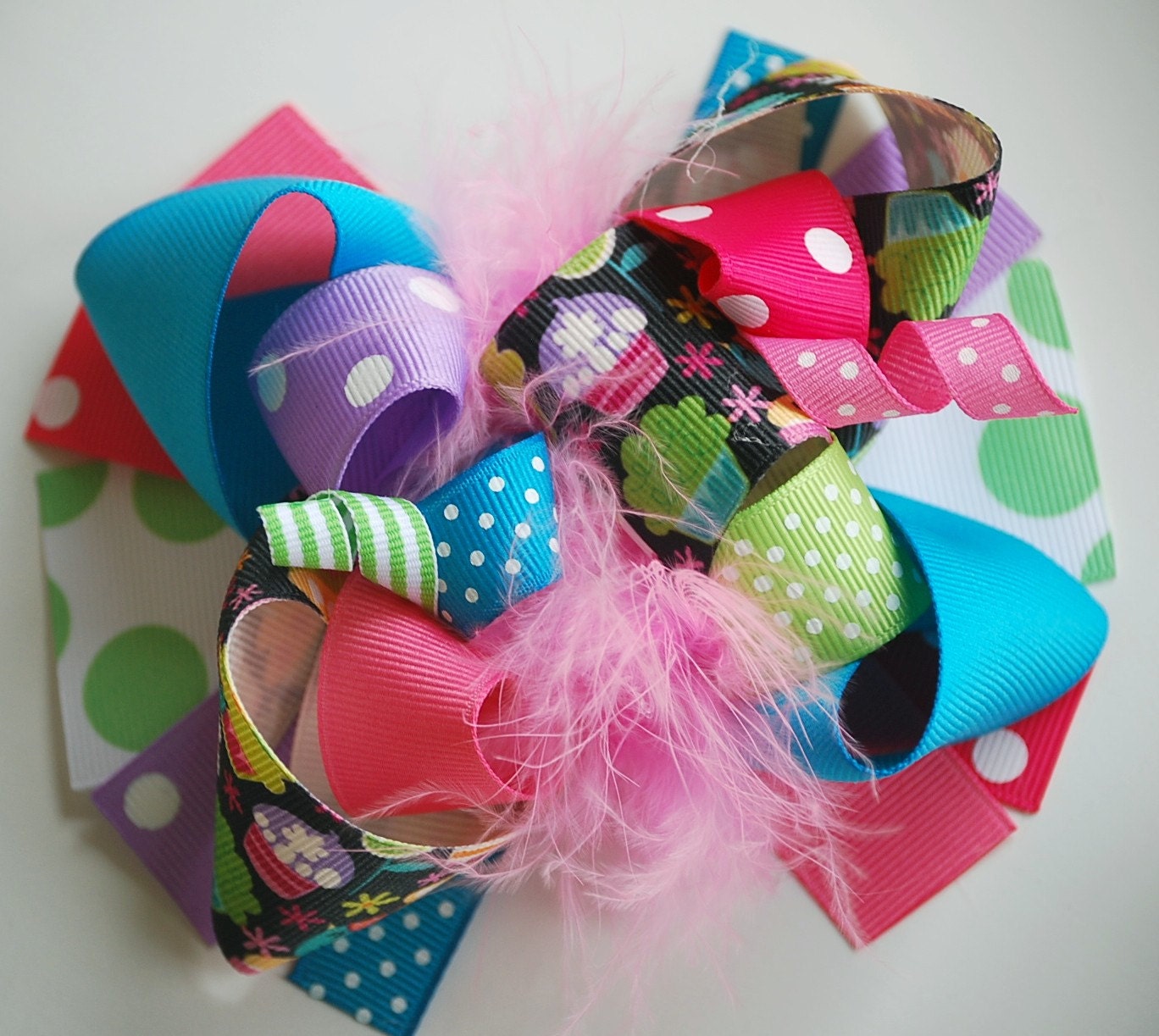 boutique BRIGHT CUPCAKE funky fun hair bow clip