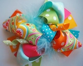 boutique FUNKY fun SPRING PAISLEY hair bow clip
