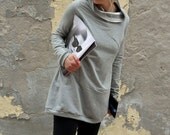 Gray sweater tunic in cotton/maxi sweatshirt/women/modern