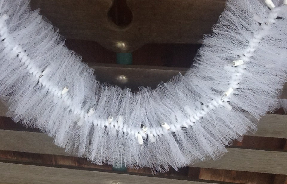 Beautiful Lighted Swag Garland White TULLE on STRING LIGHTS wedding or home
