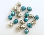 Glass Beads Blue and Silver