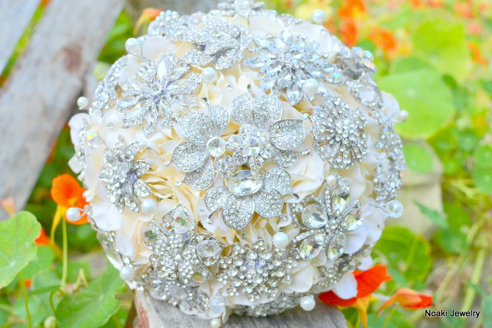 Brooch bouquet reserved for Kristin -- custom order wedding bouquet