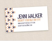 Business Card Template - Single Sided - Modern Navy Blue and Orange Pattern
