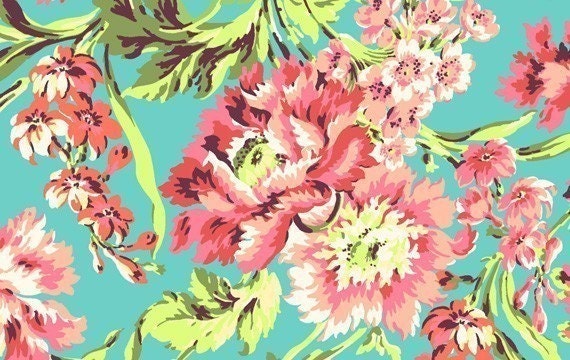 Amy Butler Bliss Bouquet in Teal 1 Yard