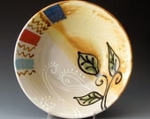 Large Serving Bowl with Leaf Motif - Handmade Clay Bowl