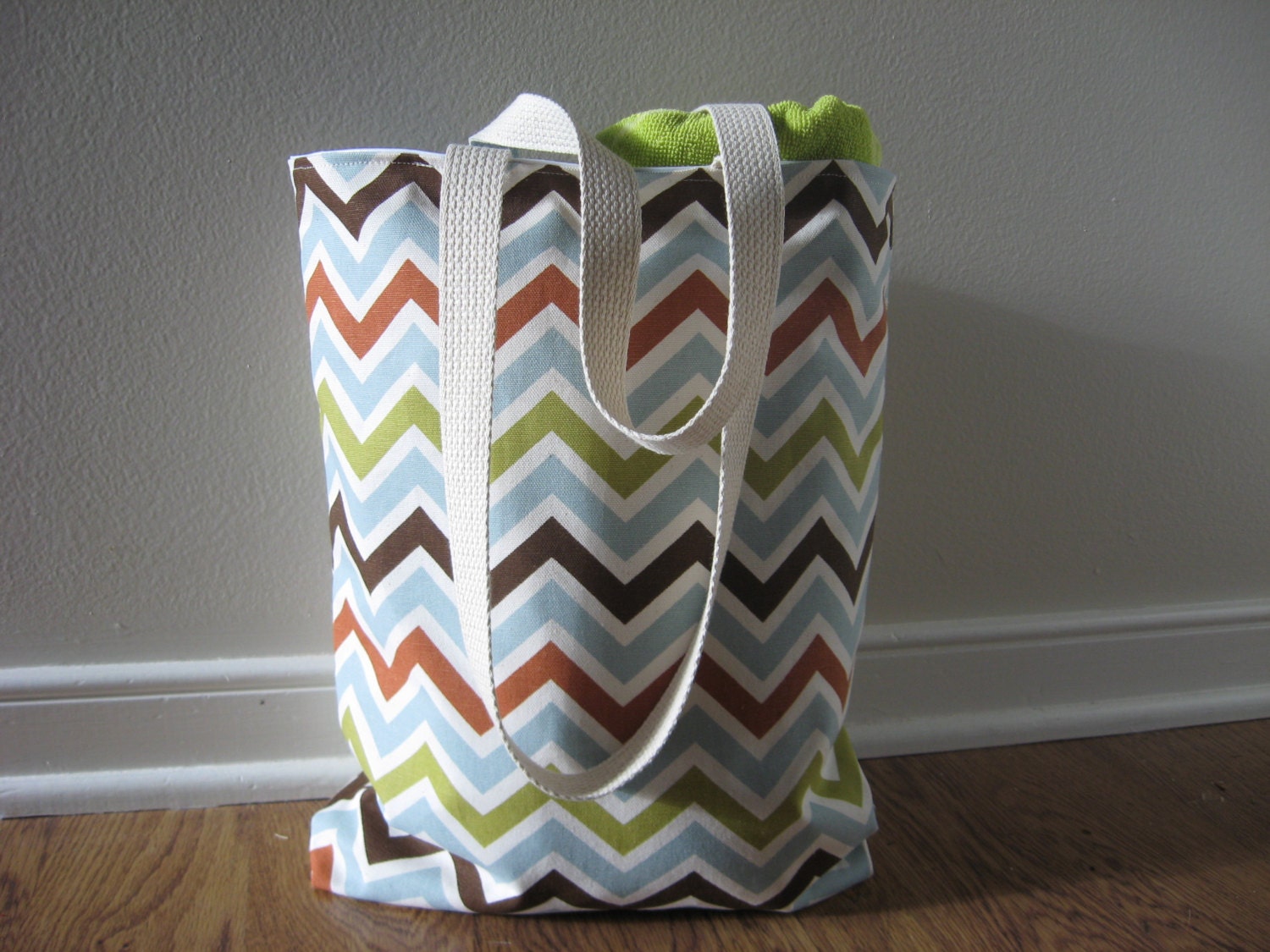 Small Beach Tote, Chevron Beach Bag, chevron tote bag Summer print