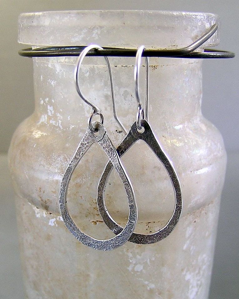 Urban Primitive Forged Sterling Small Teardrop Hoops