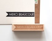 Merci Beaucoup, Thank You Rubber Stamp in French, Original Typographic Design (Wood Mounted)