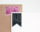 Custom Initials Rubber Stamp (Wood Mounted), Art Deco Design for Wedding Favors, Save the Date