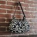Pleated Bag // Shoulder Purse - Black Scroll