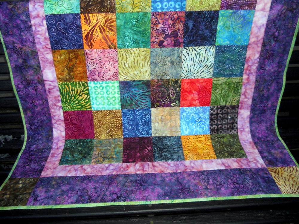 Jen's Charmer baby quilt, batiks