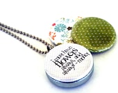 Monet Locket  Necklace -  Flower Quote Necklace - Gardener Necklace - Recycled, Magnetic 3 in 1 Picture Locket By Polarity