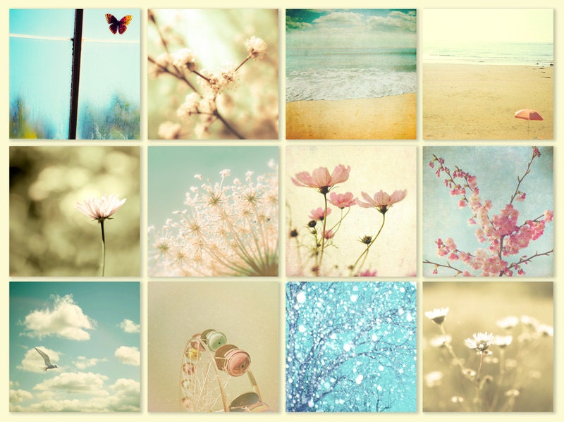 Home decor, spring garden, pastel shades, summer wedding, home decorating, baby blue, pink, mint - Dreams 12 5x5 Prints