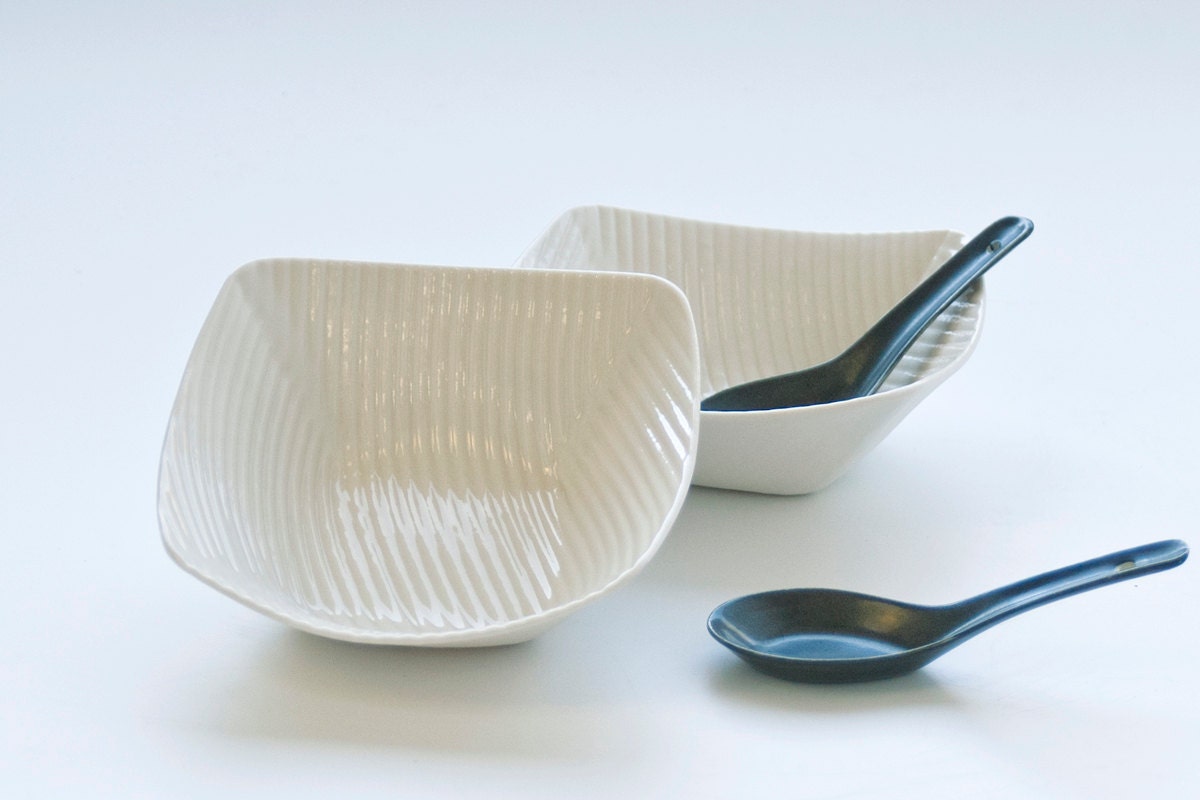 Small Porcelain Bowl. I Walk the Line Collection. Ceramic serving tableware.. Designed and crafted by Wapa Studio.